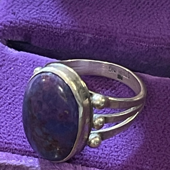 Sterling silver RB 925 Running Bear Southwestern Native American Sugalite ring - Picture 10 of 11